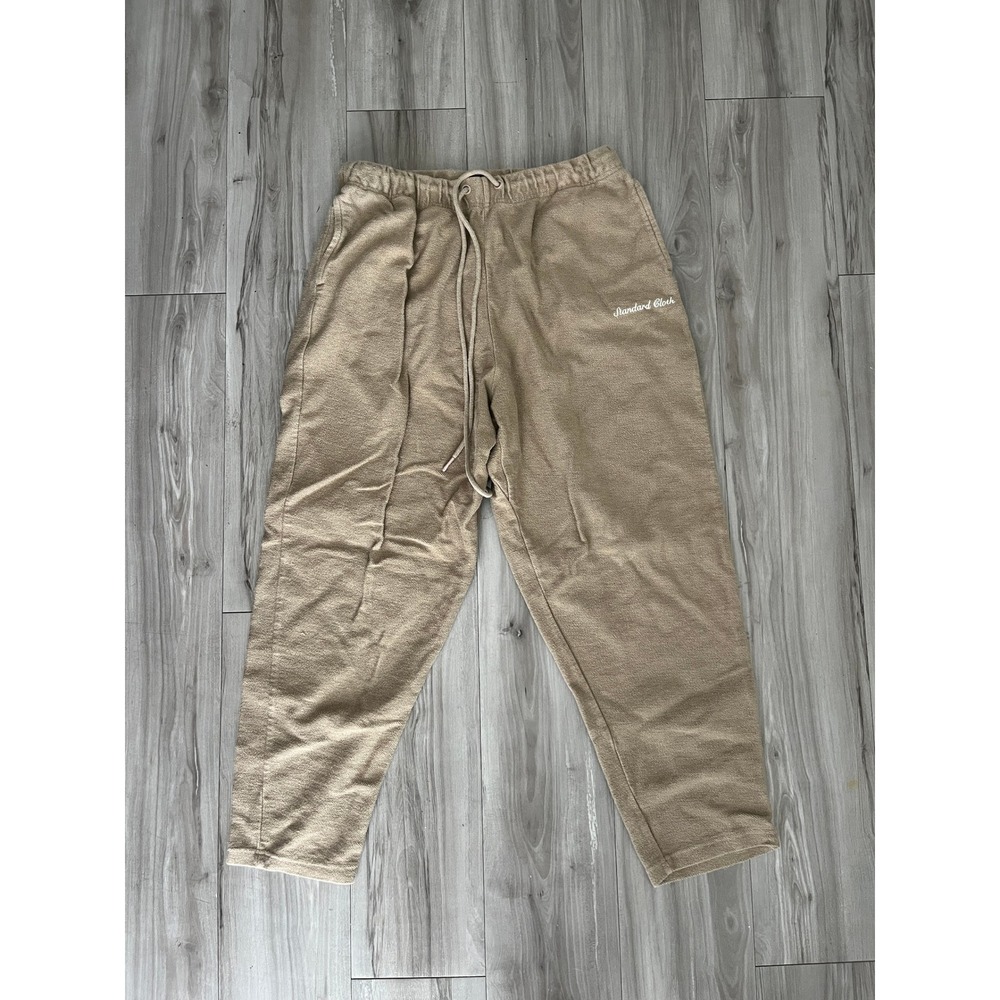 Standard Cloth Mens Joggers Tan Khaki Textured Knit Sweatpants XL‎ Tapered Fit